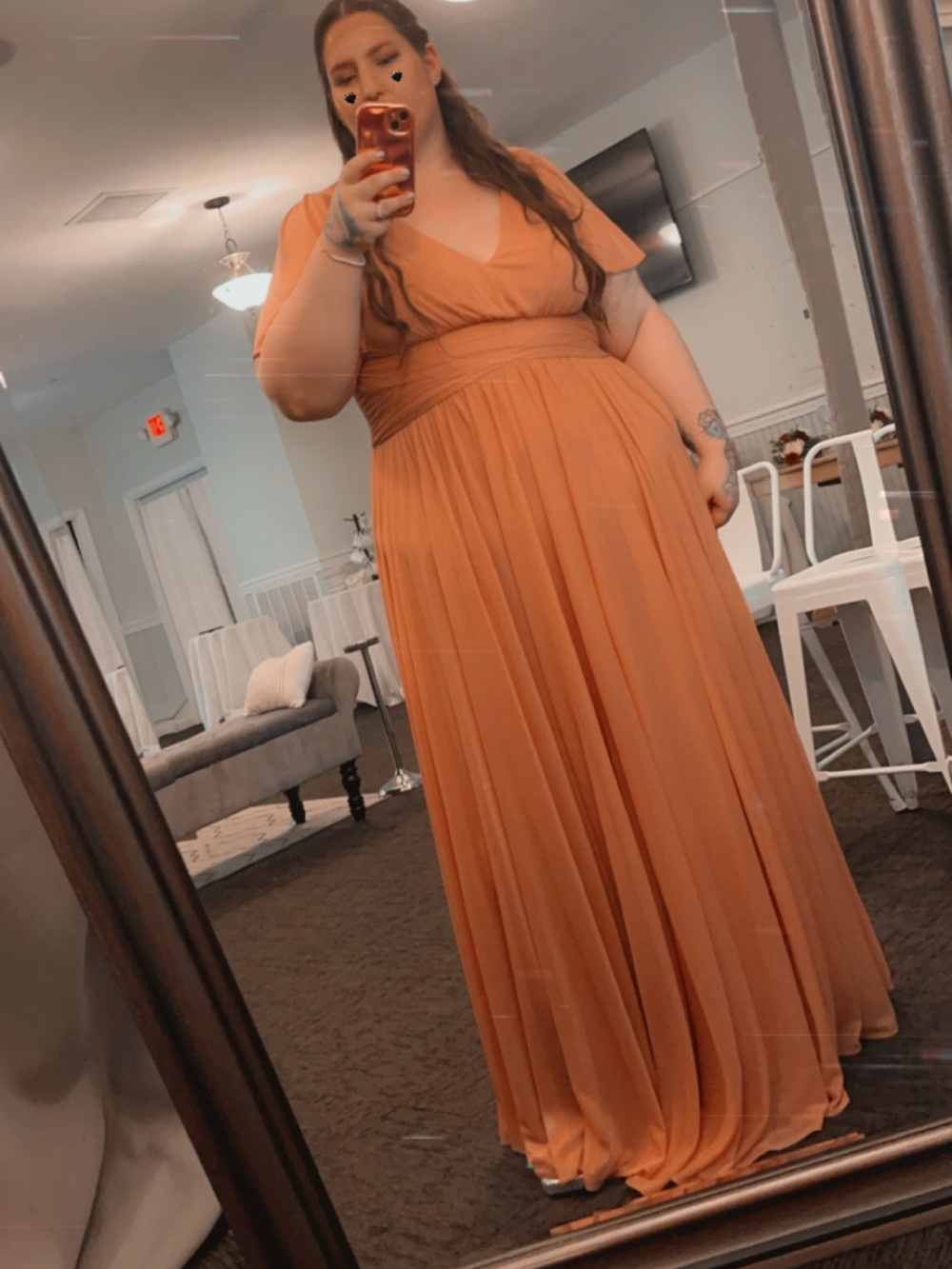 Flutter Sleeve Crisscross Mesh Bridesmaid Dress